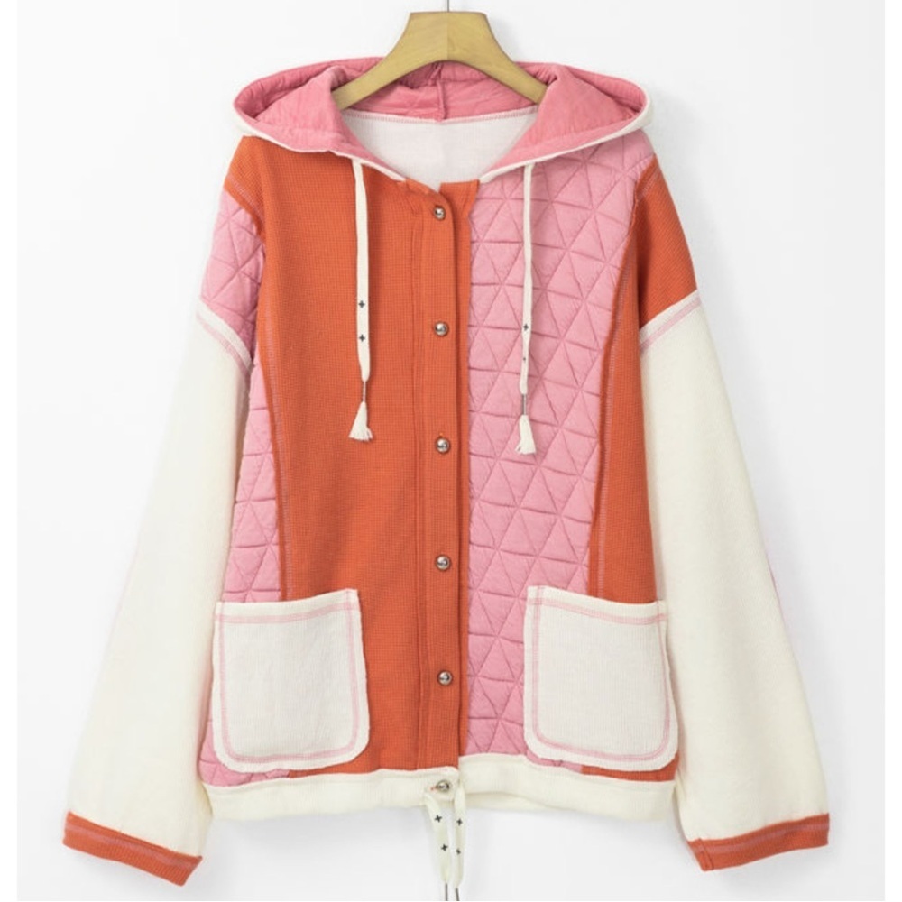 Colorblock Quilted Hooded Jacket - Picture 3 of 6
